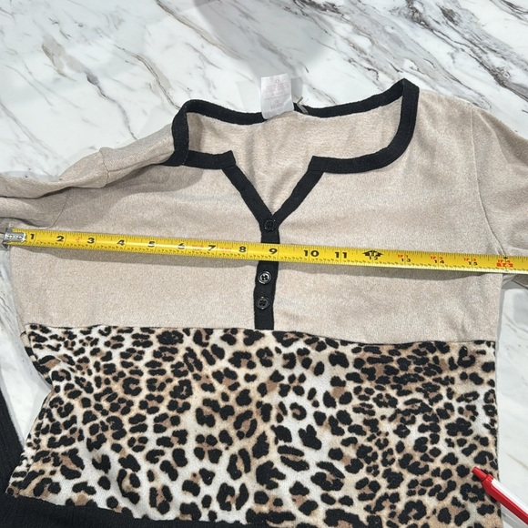 No Boundaries Beige and Black Leopard Print Blouse - Picture 9 of 9